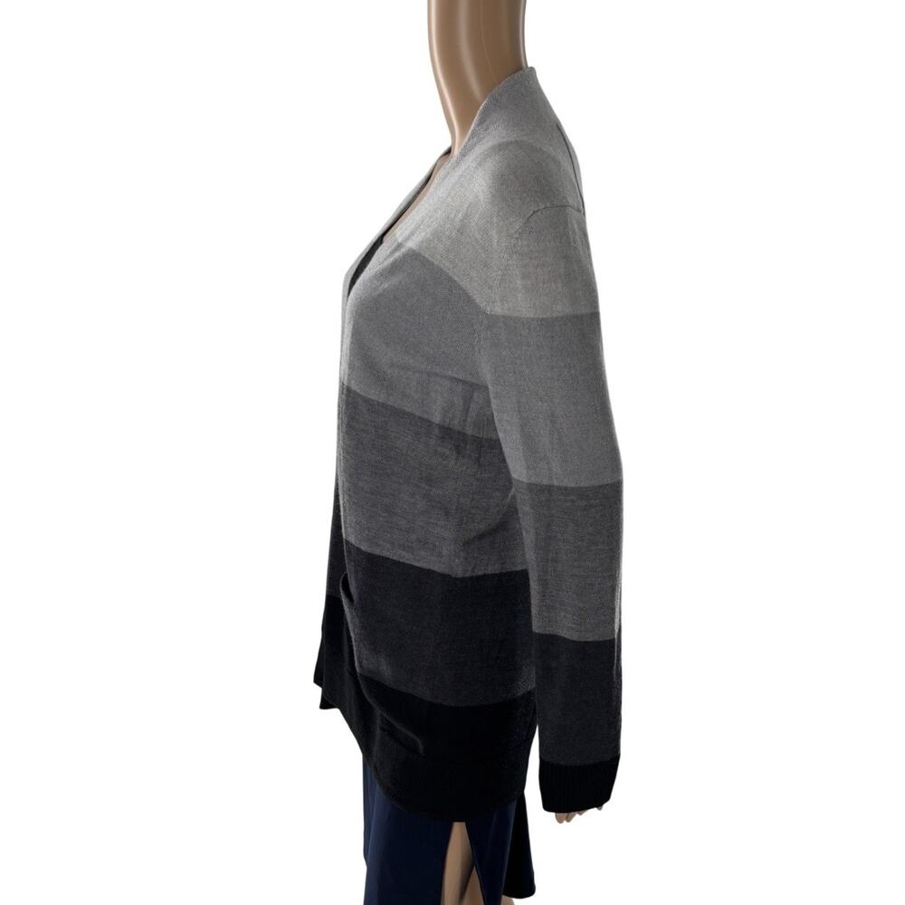Amour Vert Gray Erica Wool Striped Cardigan Sweater - Picture 6 of 10